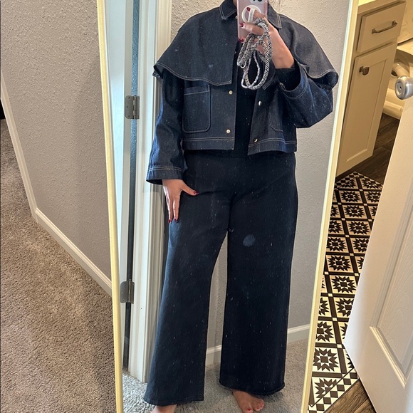 NWT! H&M EuropeDark Blue Denim Cape Jacket — Large - Picture 6 of 7